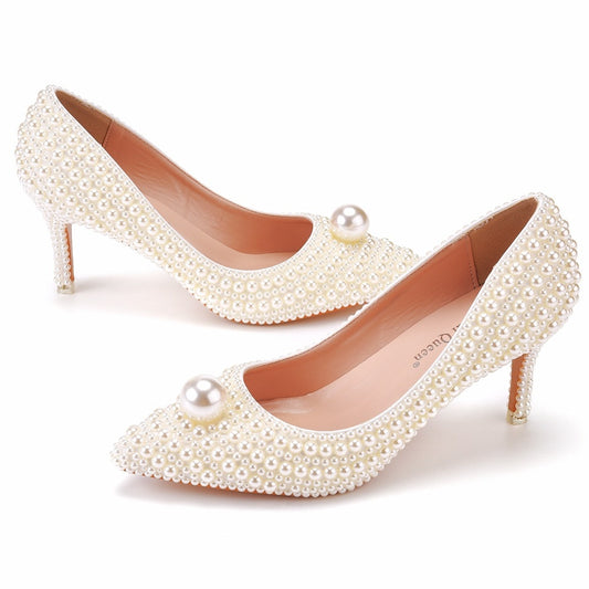 Down2Earth Pearl White Heels Sandals Luxury